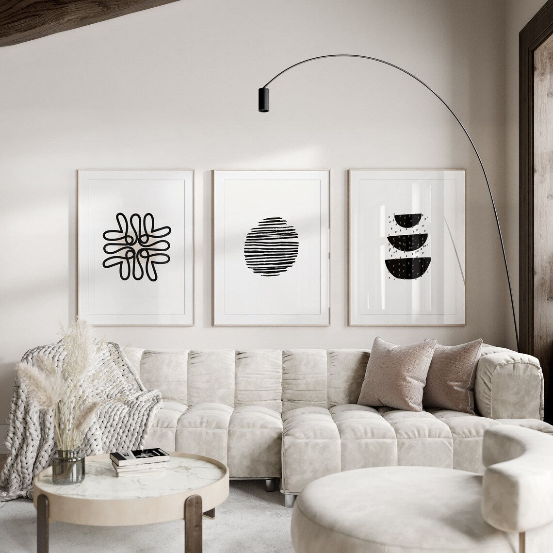 Boho Black and White Minimalist Wall Art Set of 6 Printable - Etsy