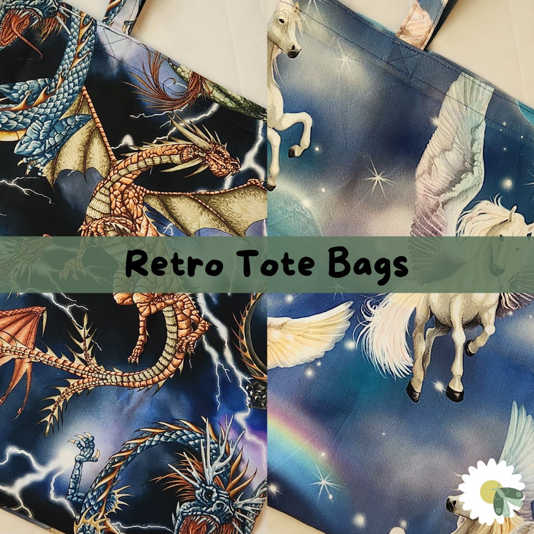 Retro Mystical Cotton Canvas Tote Bags