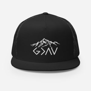 God is Greater than the Ups and Downs Embroidered Trucker Cap