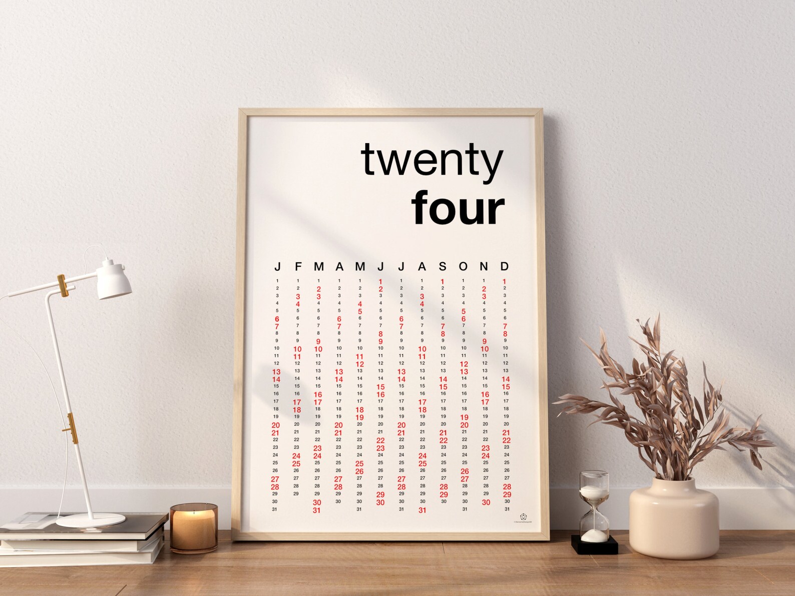 2024 Year Calendar Printable Yearly Wall Calendar PDF Year at a Glance A1/A2/A3/A4 and 23 Ratio