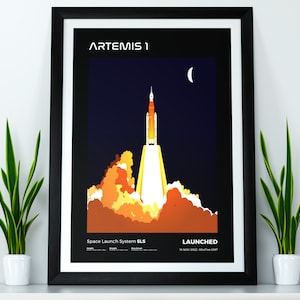 Artemis 1 NASA Rocket SLS Space launch System Lift off inspired original artwork space poster digital download