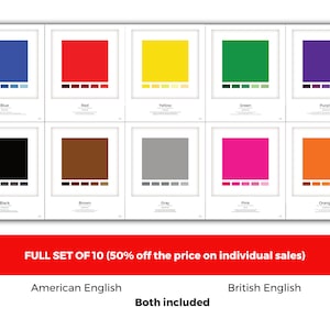 Colour Psychology FULL SET, Color Theory Reference, artist/designer printable PDF, Art Studio,