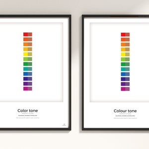 Color Theory TONE Reference Poster, artist/designer printable PDF, Colour Psychology, Art Studio,