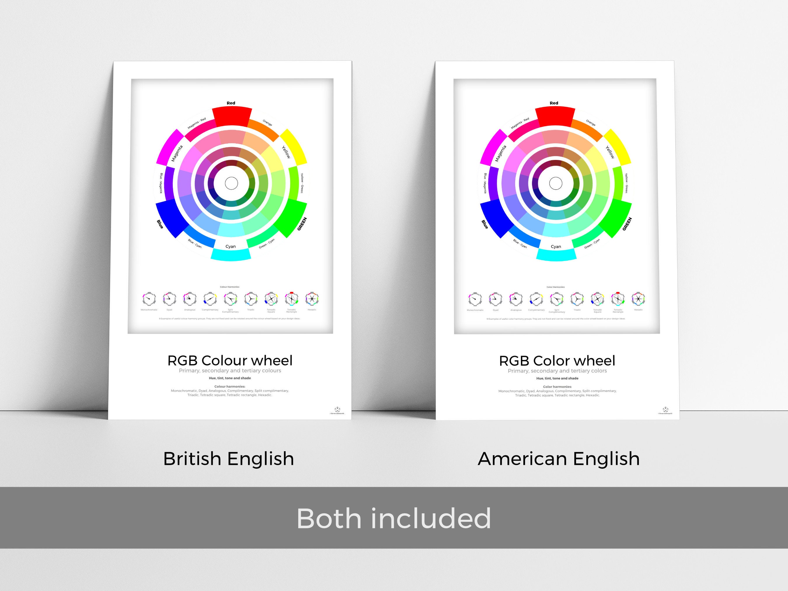 Colour Wheel, Color Theory Reference Poster, Artist/designer Digital ...