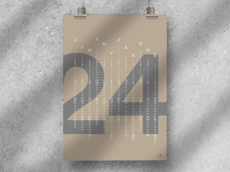 2024 Year Calendar Printable Yearly Wall Calendar PDF Year at a Glance ...