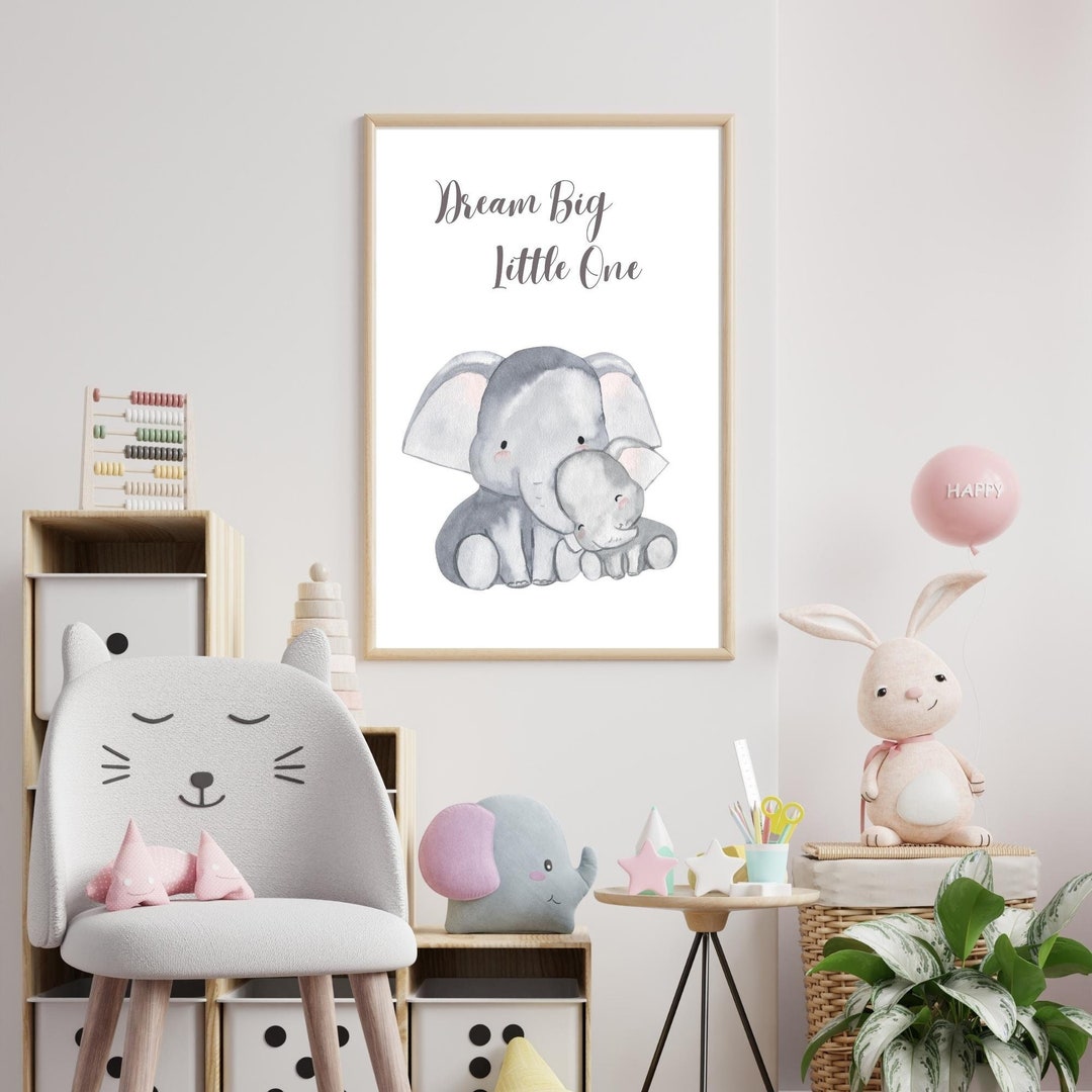 Nursery Decor, Elephant Wall Art, Elephant Decor, Baby Nursery Wall Art