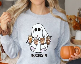Boorista Sweatshirt, Boorista Shirt, Halloween Barista Sweatshirt, Barista Shirt, Coffee Lover Gift, Coffee Lover Halloween Shirt, Ghost Tee