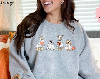 Ghost Dog Halloween Sweatshirt: Retro Dog Lover Sweater
