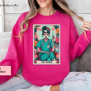 L'infirmière chemise de carte de tarot, sweat-shirt d'infirmière, chemise d'infirmière autorisée, infirmière autorisée, chemise d'infirmière drôle, infirmière squelette, infirmière effrayante, cadeau pour infirmière