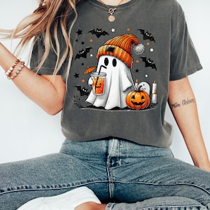 Halloween Ghost Shirt, Comfort Colors Ghost Shirt, Ghost Coffee Shirt, Pumpkin Spice Latte, Coffee Shirt, Cute Ghost,Womens Halloween Shirt