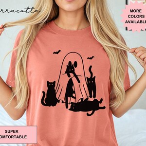 Cat Halloween Shirt, Ghost Cat Shirt, Black Cat Shirt, Black Cat Halloween, Cat Lover Shirt, Spooky Cat, Fall Shirt, Women&#39;s Halloween Shirt