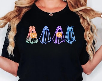 T-shirt d'Halloween Comfort Colors Ghost Dog : T-shirt de la saison effrayante