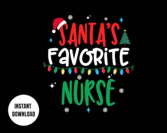 Santa&#39;s Favorite Nurse png, Nurse Christmas png, Christmas Nurse, Sublimation Design, Favorite Nurse Christmas, Christmas Nurse png, ER