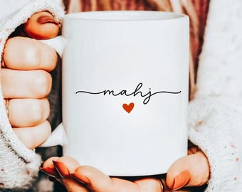 Mahjong Mug, Mahj Lover Gift, Ceramic Coffee Cup