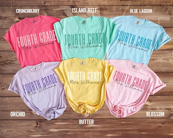 Comfort Colors Teacher Shirt Fourth Grade Teacher Shirt 4th Grade Teacher Shirt Back to School Shirt Custom Teacher Appreciation Tee