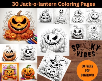 30 páginas para colorear de calabazas de Halloween: hojas de actividades de Halloween (PDF)