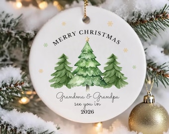 Pregnancy Announcement Ornament: Promoted to Grandparents Ceramic Keepsake