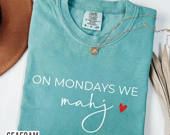 Comfort Colors Mahjong T-Shirt, "On Mondays We Mahj" Graphic Tee