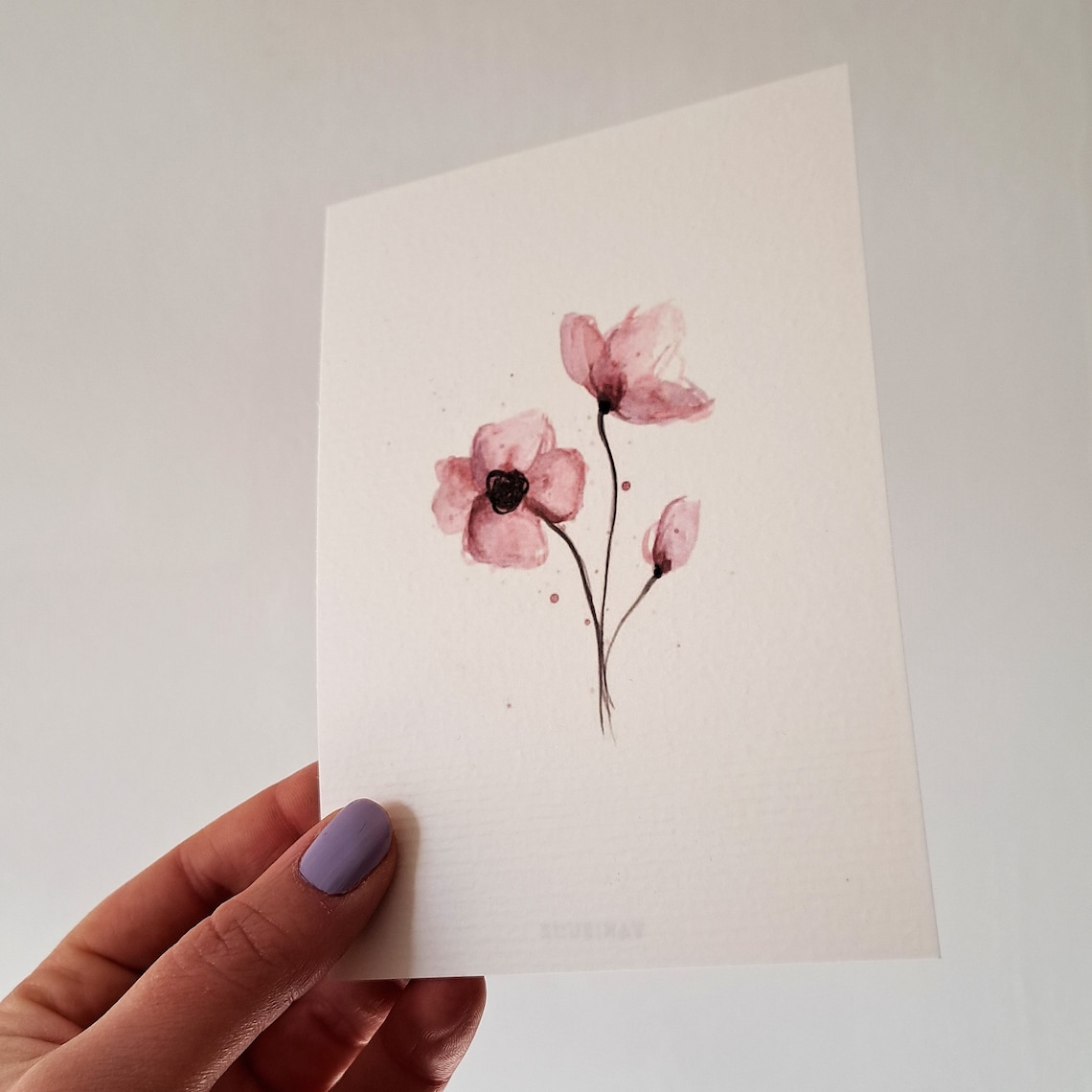 Watercolor Flower Cards Set Handmade Sustainable Art Aquarel Unique