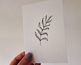 Leaf Watercolor Card, Hand-Painted Nature Art (A6, Eco Friendly)