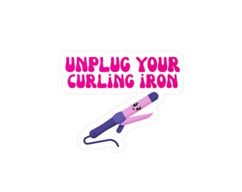 Ziehen Sie Ihren Lockenstab Kiss-Cut Vinyl Aufkleber | Niedlicher pinker Curling Eisen Sticker