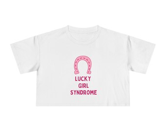 Lucky Girl knoten T-Shirt | rosa Hufeisen-Grafik