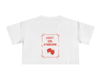 Glückliches Mädchen-syndrom Crop Tee | Retro Würfel Grafik