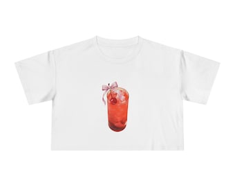 Shirley Temple Drink Crop Tee | Pink Ribbon Getränke Grafik