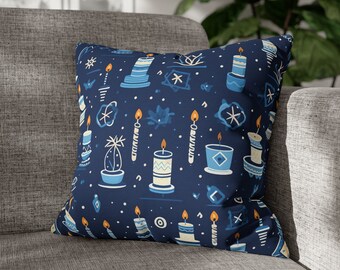 Pillowcase Hanukkah Menorahs & Dreidels Pillow Case Festive Pillow Cover, Hanukkah Gift (no insert)