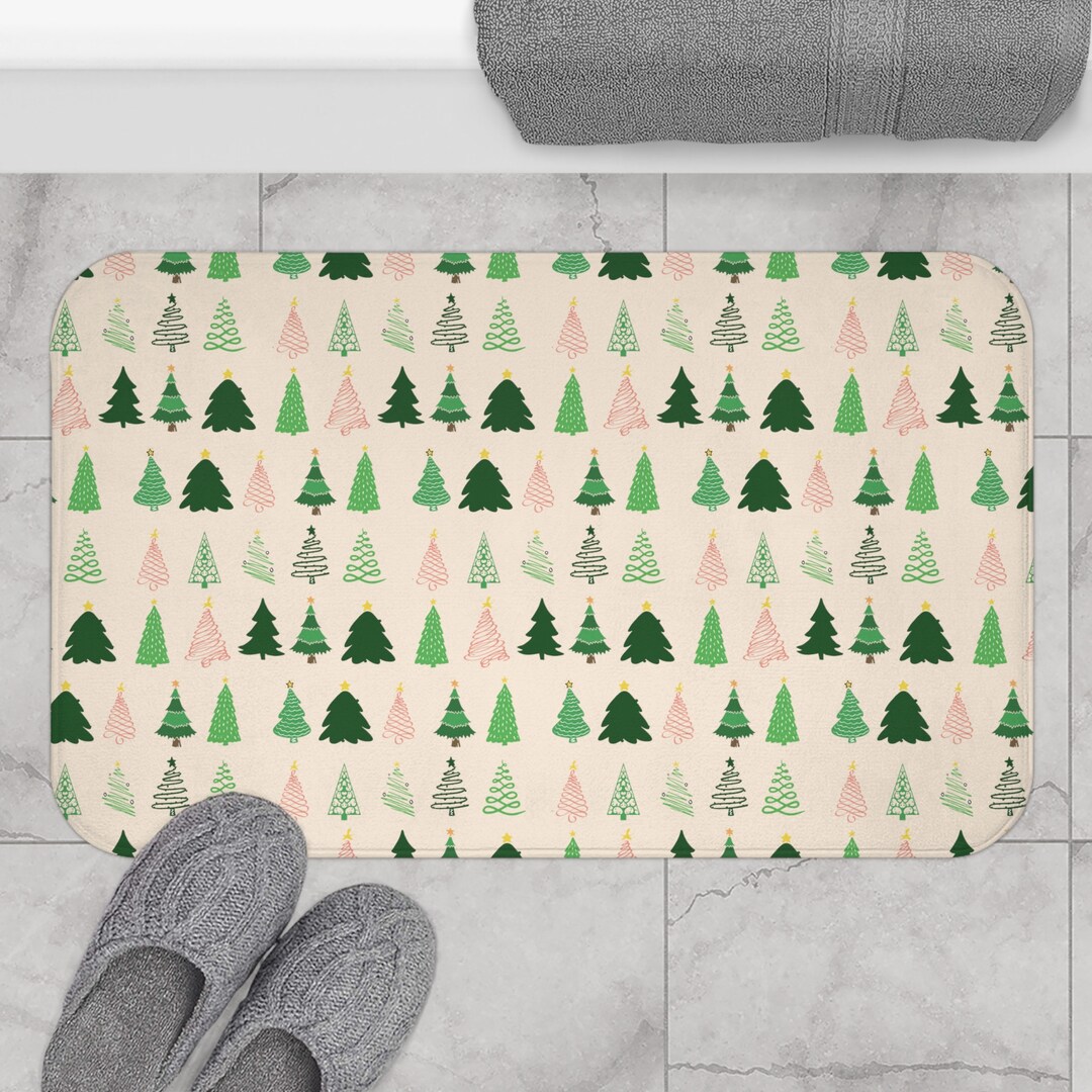 Christmas Trees Bath Mat Nonslip Bath Mat Ivory Holiday Etsy