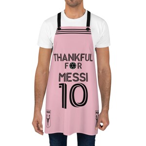 Messi 10 Apron, Soccer Fan Chef Apron, Futbol Aficionado Gift, Father&#39;s Day Gift, Gift for him, Pink Apron, Funny Apron for Men, Dad Gift