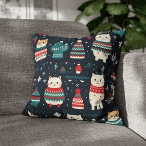 Pillowcase Holiday Cat Christmas Pillow, Kitten Pillow Case, Pet Lovers Holiday Pillow, Feline Throw Pillow, Cat Holiday Decor (no insert)
