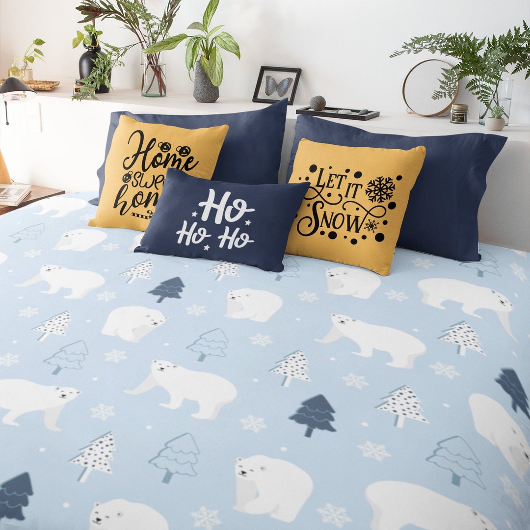 Winter Duvet Cover, Polar Bears Duvet, Christmas Bedding Duvet Cover