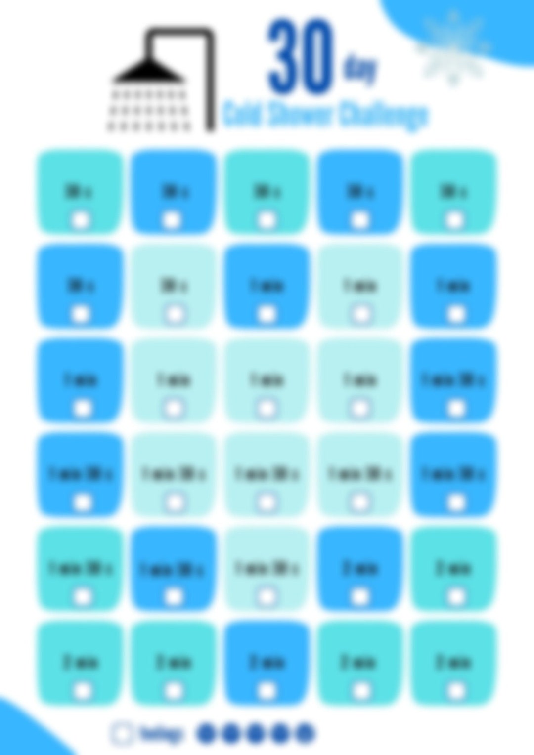 The 30 DAY Cold Shower Challenge Printable Challenge Etsy