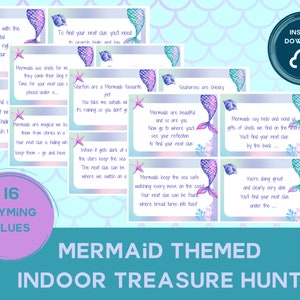 Mermaid - Treasure Hunt | Rhyming Clues | Scavenger Hunt | Party | Activity | Instant Download use today