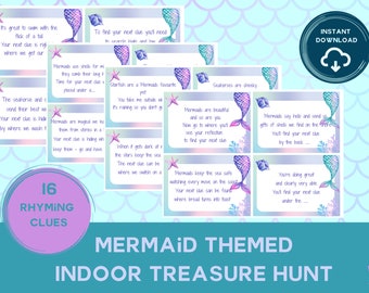 Mermaid - Treasure Hunt | Rhyming Clues | Scavenger Hunt | Party | Activity | Instant Download use today