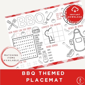 BBQ Activity Placemat: Kids Summer Games (Instant Download)