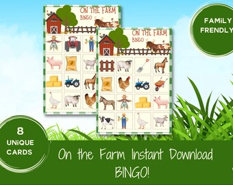 Farm Animal Bingo Game: Family Fun (Digital Download)