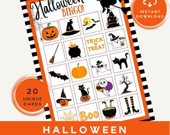 Halloween Bingo Printable – 20 Unique Party Game Cards