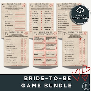 Bridal Shower Game Pack: Bride-to-Be Quiz, Hen Party Games (Instant Download)
