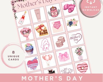 Mother’s Day Bingo | Instant Download | Eight Unique Cards | Suitable for all the Family