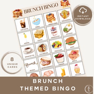Brunch Bingo / Mimosa Bingo / Breakfast Bingo / Cafe Bingo / Gioco Bridal Shower / Gioco a tema Brunch