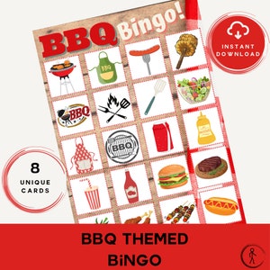 Bingo barbecue | Bingo sur le thème de la famille | Jeux rétro | Bingo d'été | Activités barbecue | Bingo barbecue