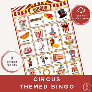 Circus Bingo | Themed Bingo | Family Game | Classroom Activity | Kids Bingo |  Fun Bingo