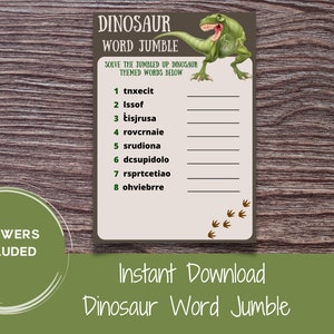 Dinosaur Word Jumble