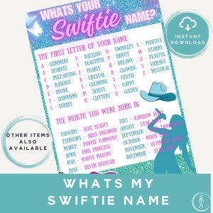 What&#39;s my Swiftie Name? | Swiftie Themed Party | Taylor Tour Name Game | Swiftie Sleepover| Swiftie Names
