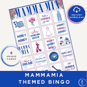Mamma Mia Themed Bingo / Greek Bingo / Abba Themed Bingo Game / Tutte le età / Download immediato