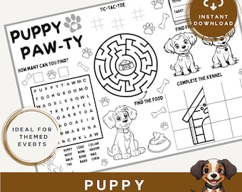 Puppy Themed Placemat | Puppy Activity Sheet | Dog Colouring | Dog Themed Party | Puppy Paw-ty