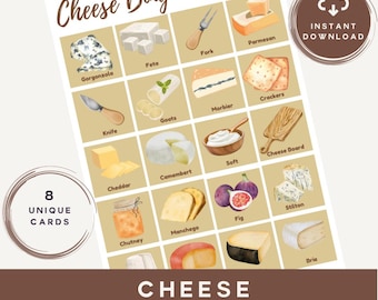 Cheese Bingo Game: Food Themed Party Activity (Instant Download)