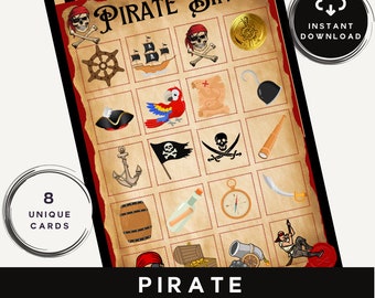 Pirate Bingo | Pirate Games | Pirate Themed Party | Pirate Activities | Pirate Instant Download